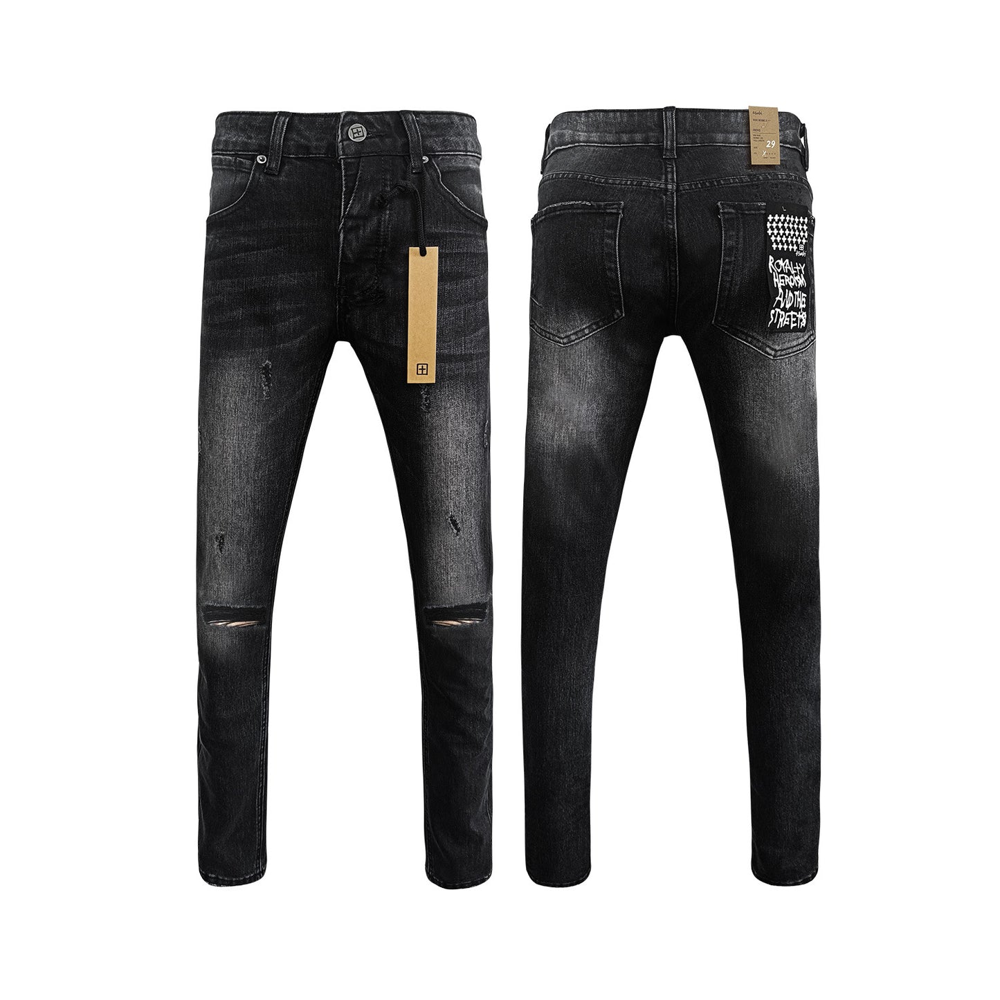 Men's KSB Jeans Straight Leg Ripped Stretch American High Street Casual Men's Jeans