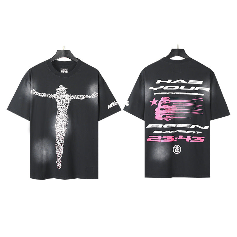 [2]2025 Summer New American Fashion Brand Male and Female Couples Wear plus Size Loose Pullover Short Sleeve T-shirt Youth Tee