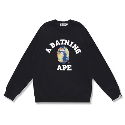 GMabcd Terry Sweatshirt for Men, Autumn and Winter Long Sleeve Letter Print Loose Round Neck Pullover Casual Top Trendy