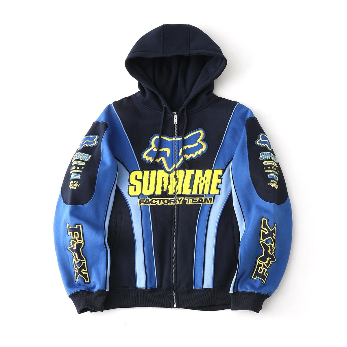 Sup x Fox Collab Fleece-Lined Zip-Up Hooded Sweatshirt Jacket Unisex