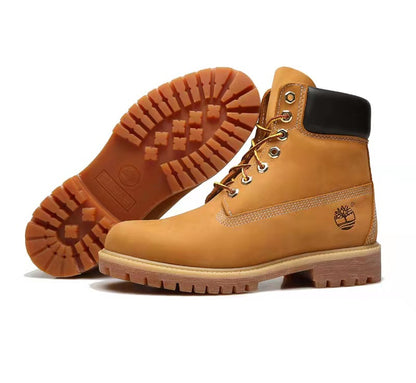 GMABCD Classic Yellow Boots Thick-Soled Martin Boots Men's Couple First Layer Cowhide Outdoor High-Top Boots