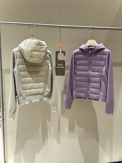 Lulu Same Style Lightweight Patchwork Down Jacket DownAndAround Hooded Slim Fit Sports Jacket Coat