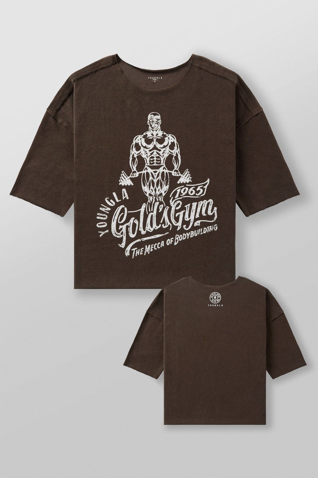 YOUN-GLA Collaboration GOLD'S Summer New Men's T-Shirt Jogger Sports Fitness Cotton Loose Short Sleeve