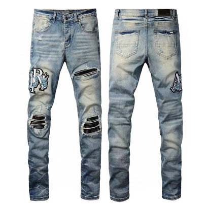 GMAM Heavy Craft Washed Distressed High Street Embroidered Unisex Jeans