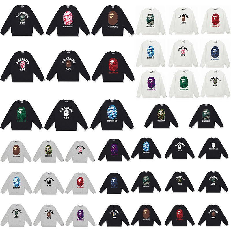 GMabcd Terry Sweatshirt for Men, Autumn and Winter Long Sleeve Letter Print Loose Round Neck Pullover Casual Top Trendy