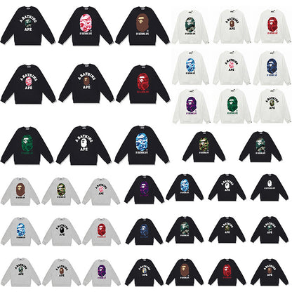 GMabcd Terry Sweatshirt for Men, Autumn and Winter Long Sleeve Letter Print Loose Round Neck Pullover Casual Top Trendy