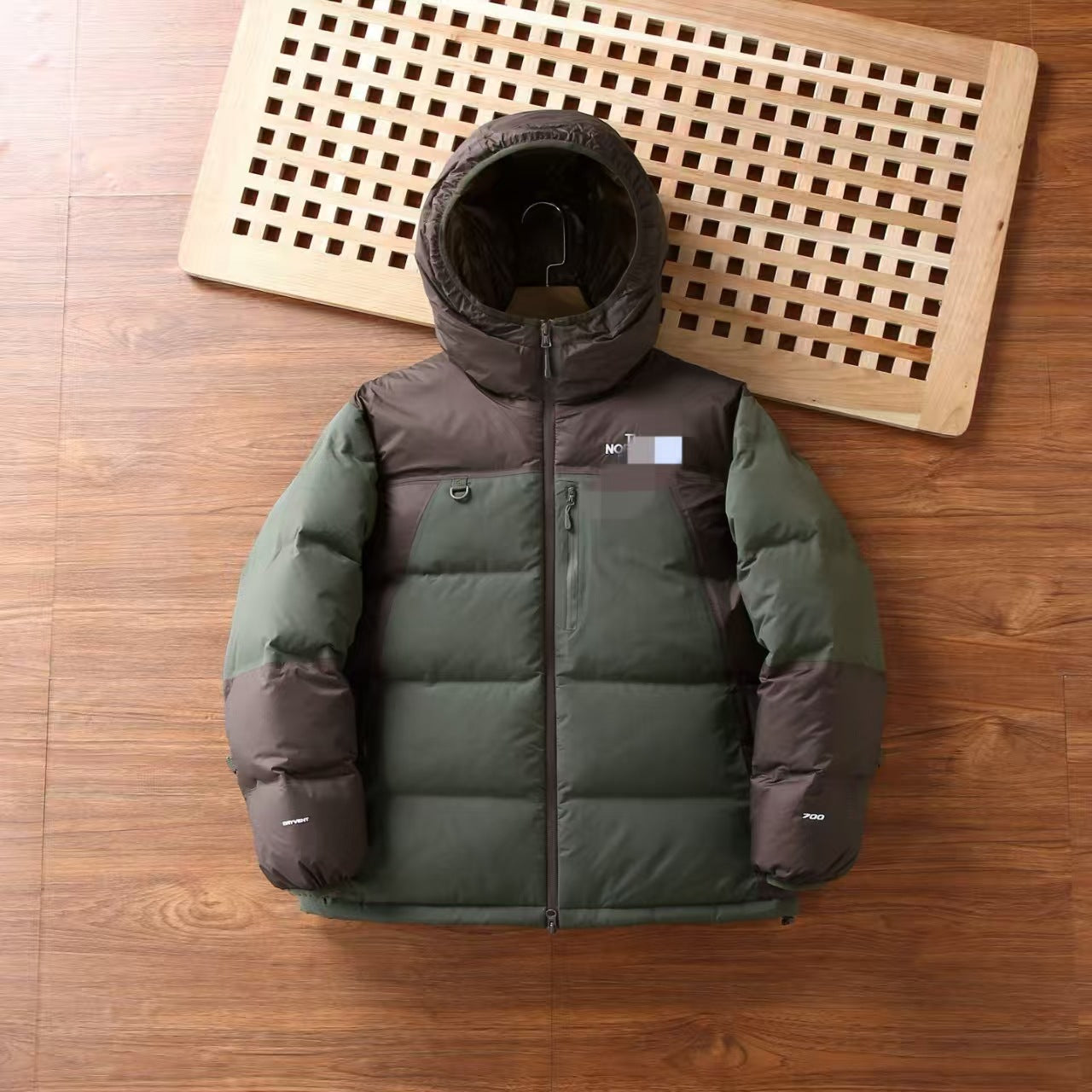 GMabcd UE Down Jacket Unisex Color Block T Waterproof Warm Color Block Hooded Thickened Couple Hooded Down Jacket