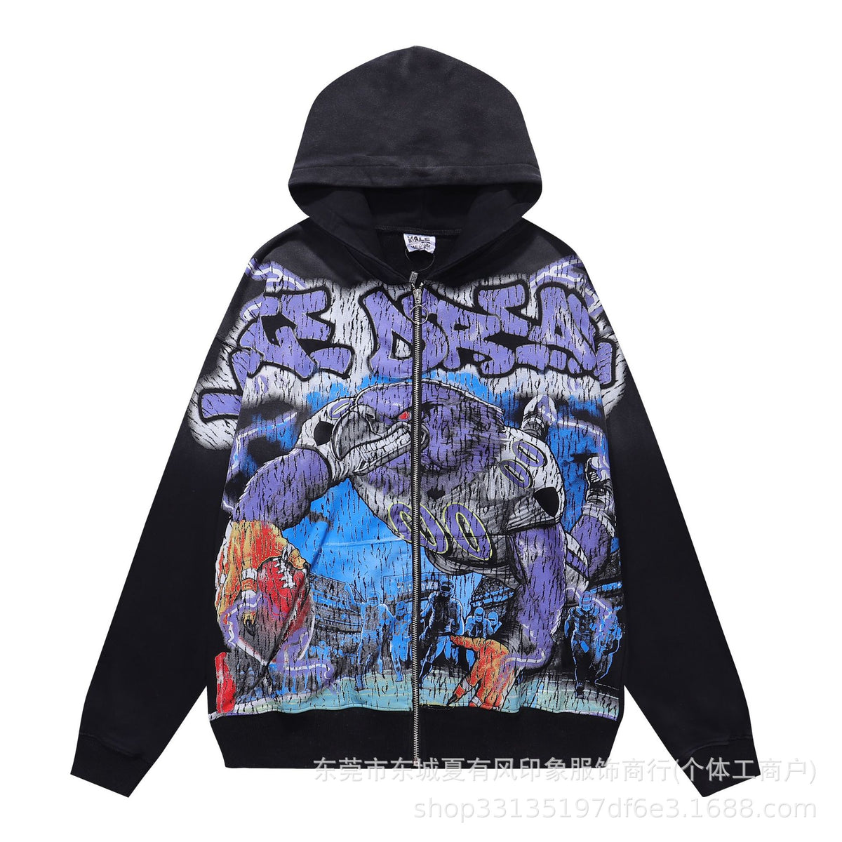 1996 Embroidered Logo Letter Zip-Up Loose-Fit Unisex Hooded Sweatshirt (Part 2)