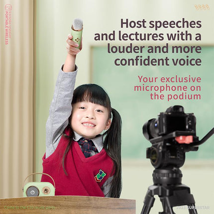 GMABCD Mini Karaoke Machine PortableBluetooth Speaker with Wireless Microphone 6Sound Modes for Kids Home Party Birthday Giftsfor Girls Boys