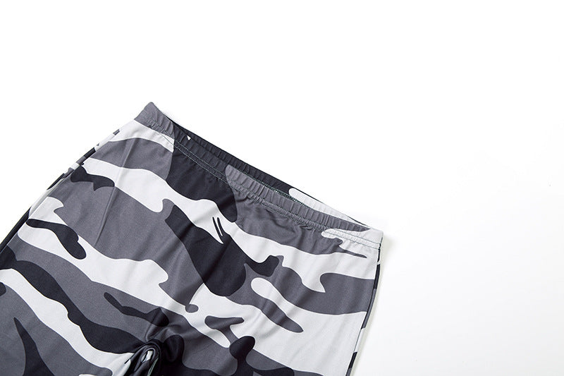 2025 Autumn Women's New Fashion Hooded Camouflage Print Long Sleeve Sports Trendy Slim Fit Long Pants Two-Piece Set