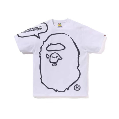 Streetwear Brand Short Sleeve Men's Line Print Graffiti Street Hip Hop Loose Simple Pure Cotton T-Shirt Half Sleeve Shirt
