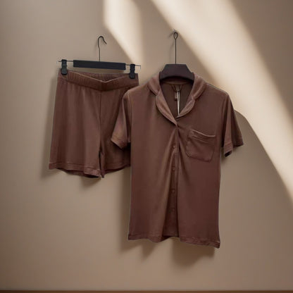 Skim Kardashian Style Spring Summer Thin Modal Short Sleeve Shorts Pajamas Soft Comfortable Homewear Set