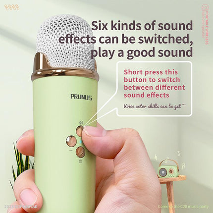 GMABCD Mini Karaoke Machine PortableBluetooth Speaker with Wireless Microphone 6Sound Modes for Kids Home Party Birthday Giftsfor Girls Boys
