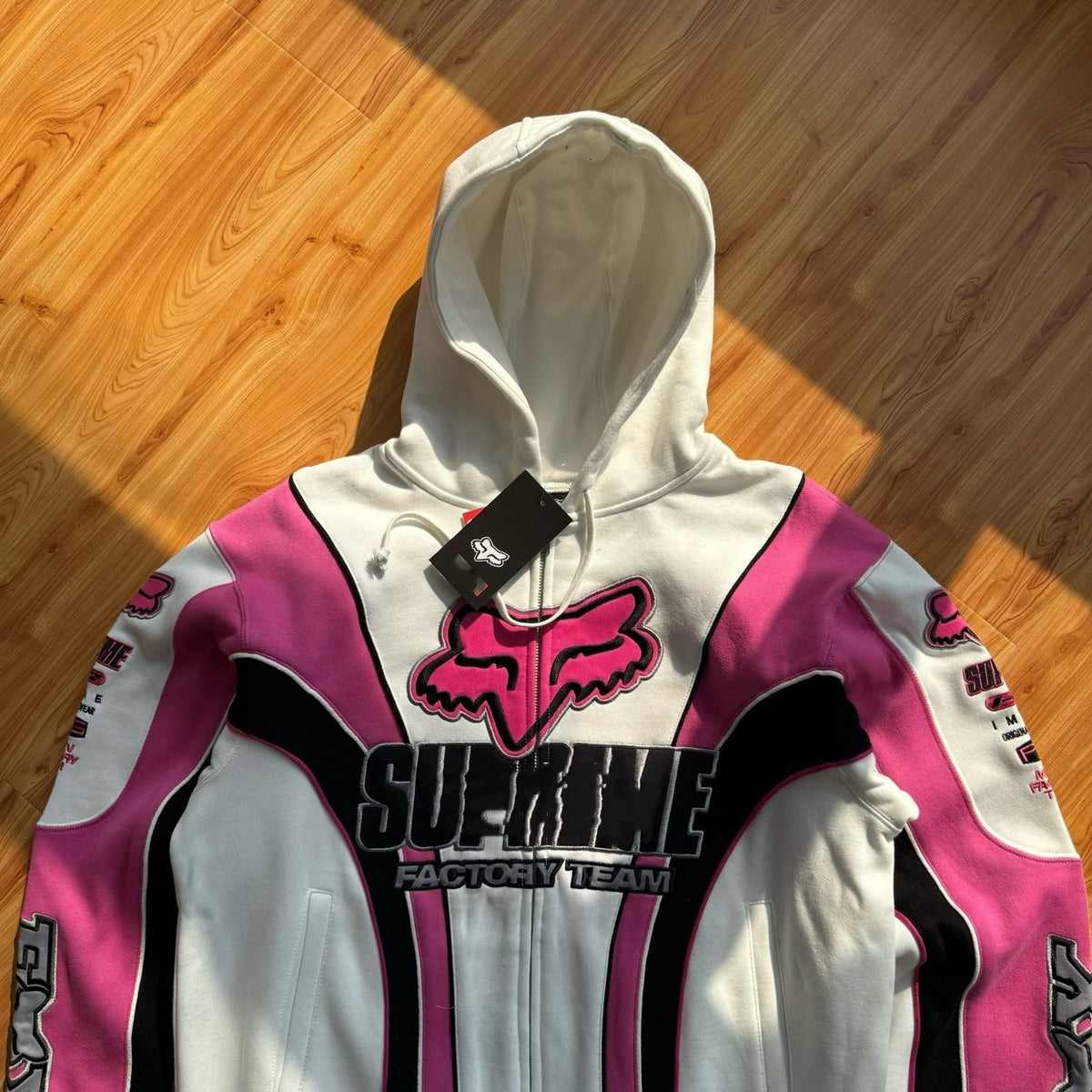 Sup x Fox Collab Fleece-Lined Zip-Up Hooded Sweatshirt Jacket Unisex
