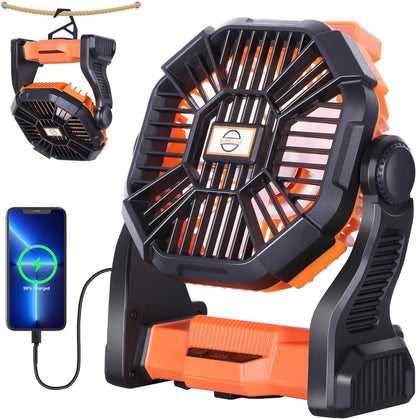Camping Fan Light Portable USB Rechargeable Camping Fan Outdoor Travel Fishing Lighting Tent Fan