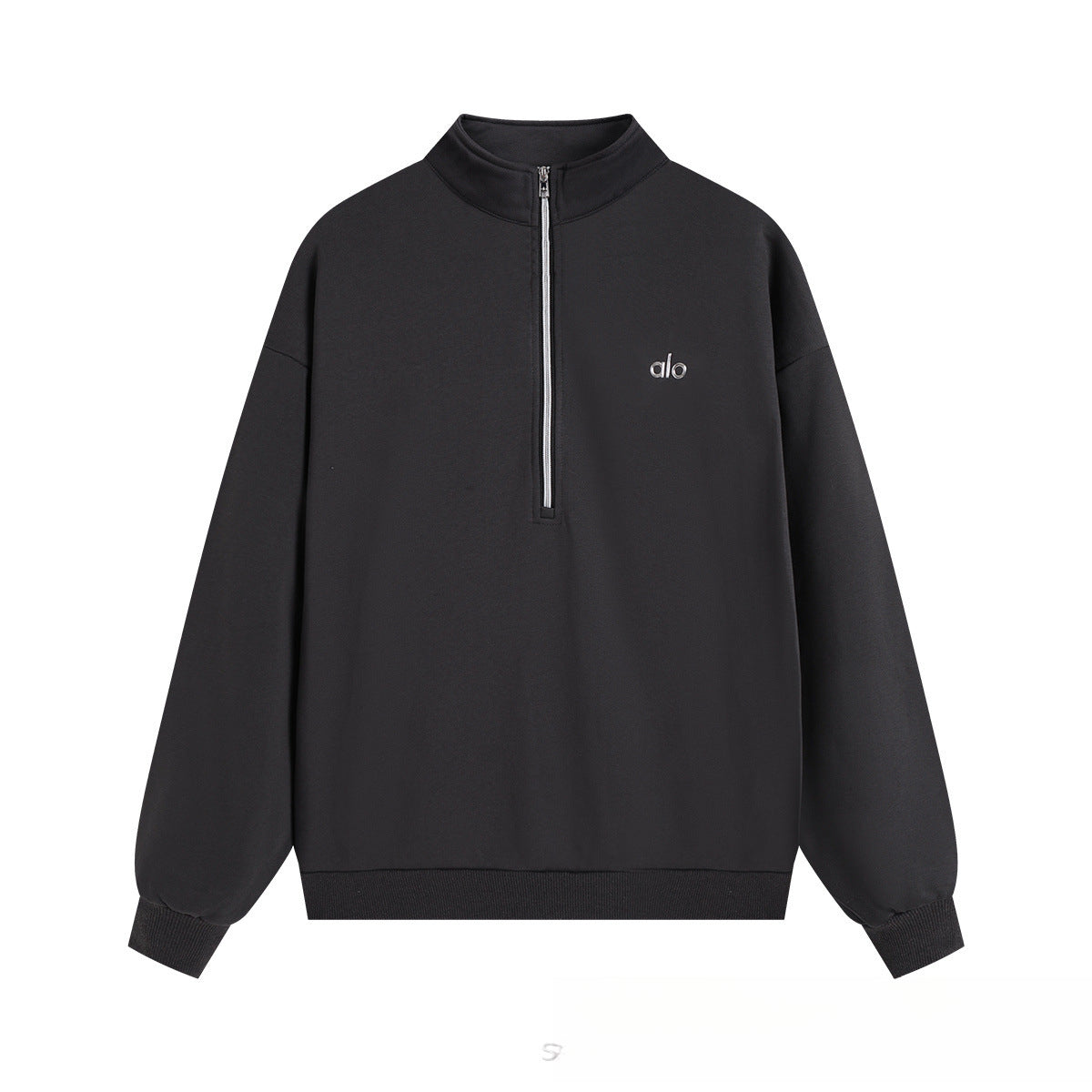 A-L-O Half-Zip Sweatshirt for Women, Autumn and Winter Loose Stand Collar Slimming Jacket, Casual Sports Top