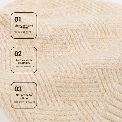 Winter Double Layer Fleece-lined Thickened Knitted Hat Women's Solid Color Wool Warm Windproof Earflaps Slipover Flanging Woolen Cap