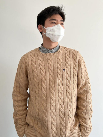 RL Sweater Women Embroidered Round Neck Knitwear Men Autumn Winter Warm Cable Couple