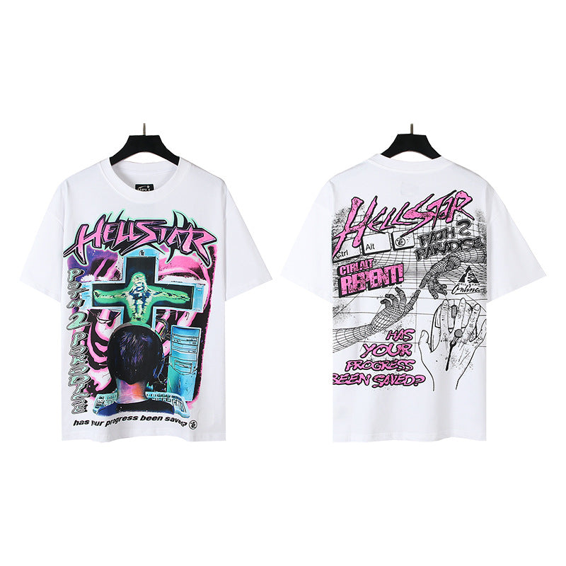 [3]2025 Summer New American Fashion Brand Male and Female Couples Wear plus Size Loose Pullover Short Sleeve T-shirt Youth Tee
