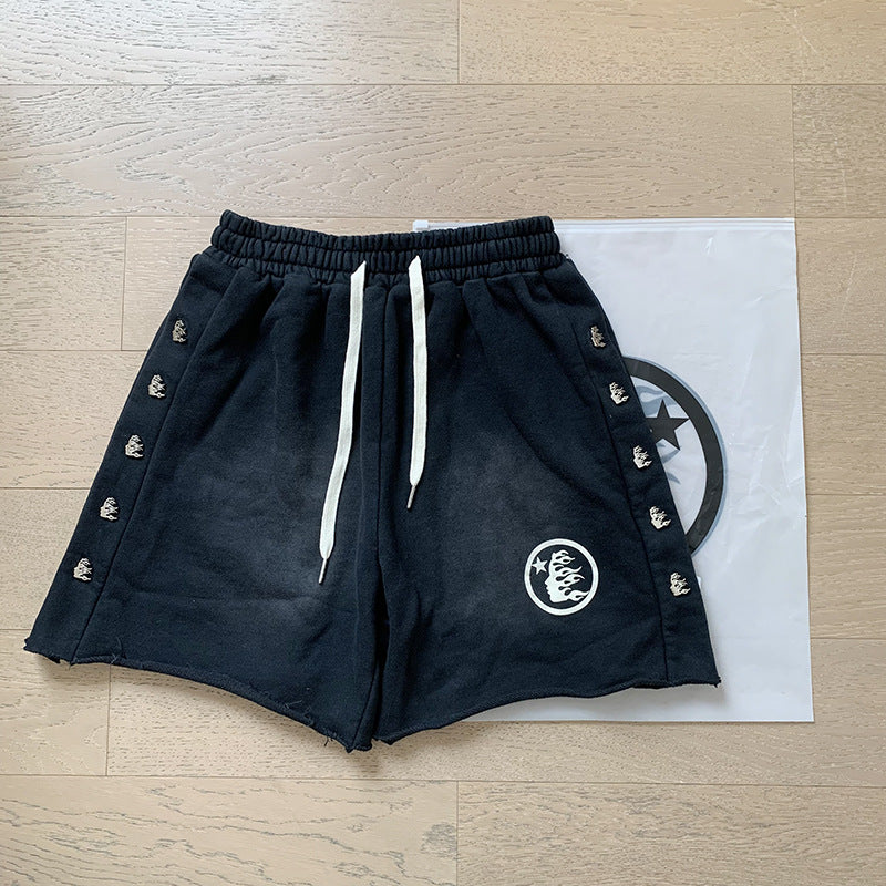 Washed Vintage Casual Shorts 2024 Summer New European and American Trendy Brand Five-Point Shorts