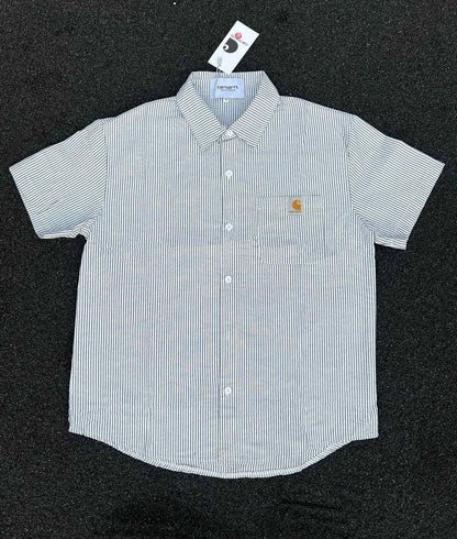 Carhartt Pure Cotton Brushed Embroidered Logo Plaid Element Heavyweight Frayed Edge Shirt for Men and Women Couples