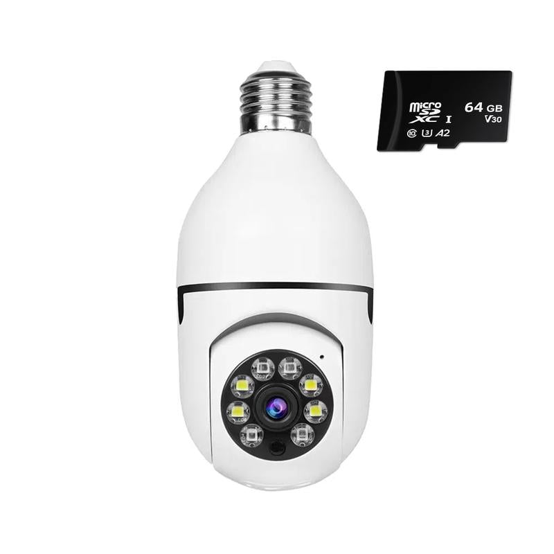 Light Bulb Security Camera with 3MP HD, Infrared Night Vision, Pan/Tilt, 2-Way Audio, Human Detection & Alexa Compatibility