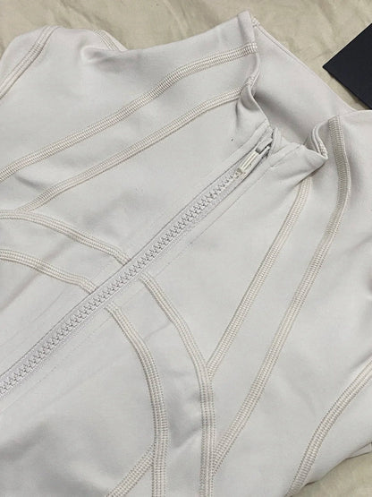 Lulu Short Define Same Style Yoga Jacket Spring Summer Stand Collar Women's Jacket Stretch Slim Fit Sports Fitness Long Sleeve Top
