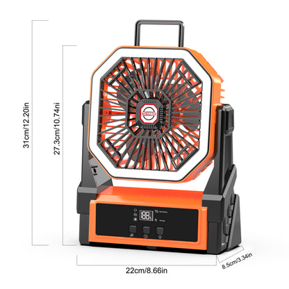 2025 model display screen charging fan lamp tent camping fan portable outdoor fan