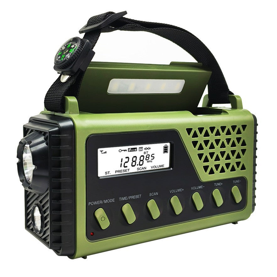 GMABCD Multifunctional Outdoor Solar Hand Crank Emergency Radio AM/FM/SW/BT Bluetooth Radio