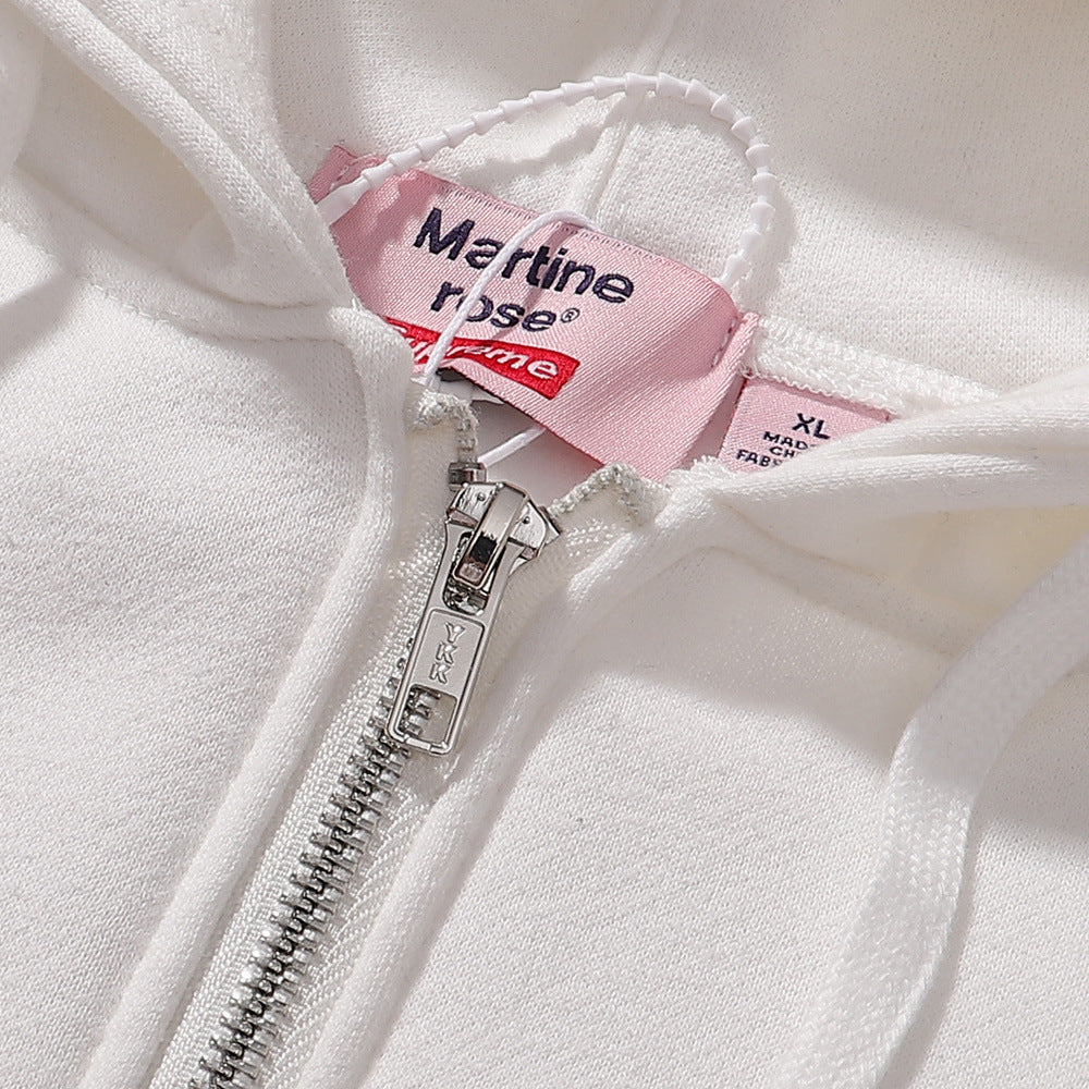 Gmabcd-sup Hoodie Collaboration Joe Loose Fit Autumn Winter Fleece Zipper Jacket Street Fashion Patchwork Hooded Sweatshirt