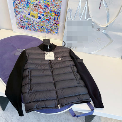 GMabcd Monokini Down Jacket Stand Collar Knitted Patchwork Lightweight Simple Autumn Winter NFC Down Lightweight Coat