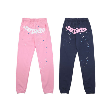 Sp55der High Quality Spider Web Foam Letter Loose Men's and Women's Suits Pants