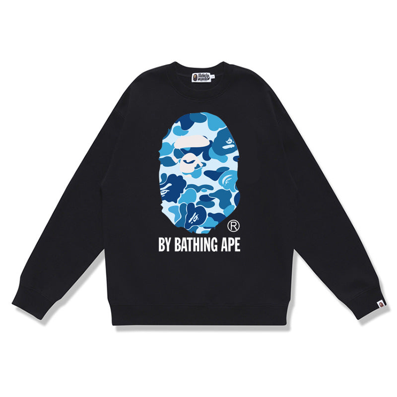 GMabcd Terry Sweatshirt for Men, Autumn and Winter Long Sleeve Letter Print Loose Round Neck Pullover Casual Top Trendy