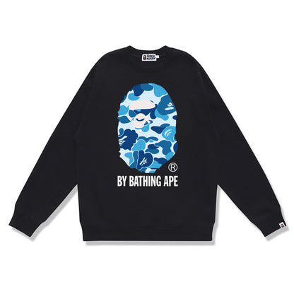 GMabcd Terry Sweatshirt for Men, Autumn and Winter Long Sleeve Letter Print Loose Round Neck Pullover Casual Top Trendy