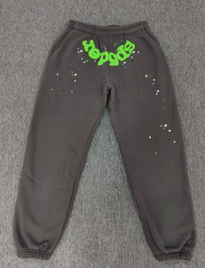[Fleece Lined]Young Thug American Style Brand Sp5DER 555555 Spider Web Foam Print Casual Unisex Sweatpants