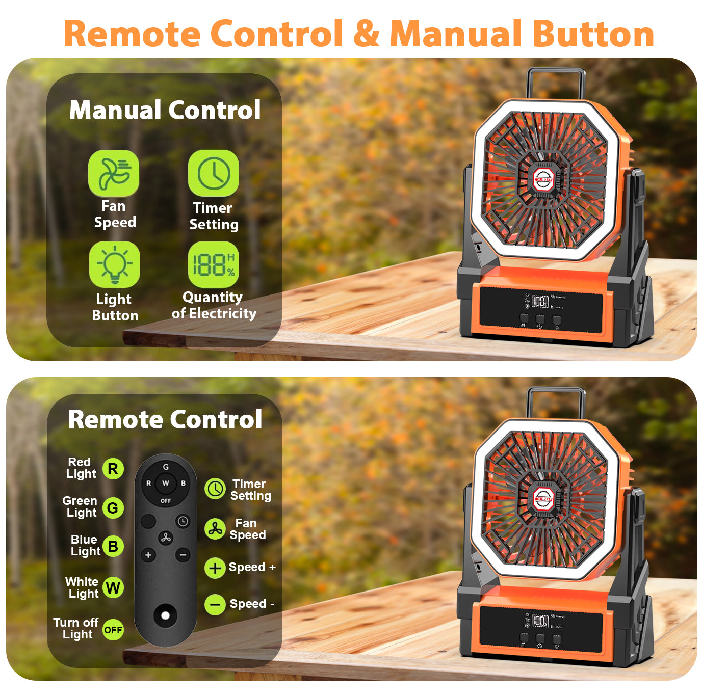 2025 model display screen charging fan lamp tent camping fan portable outdoor fan
