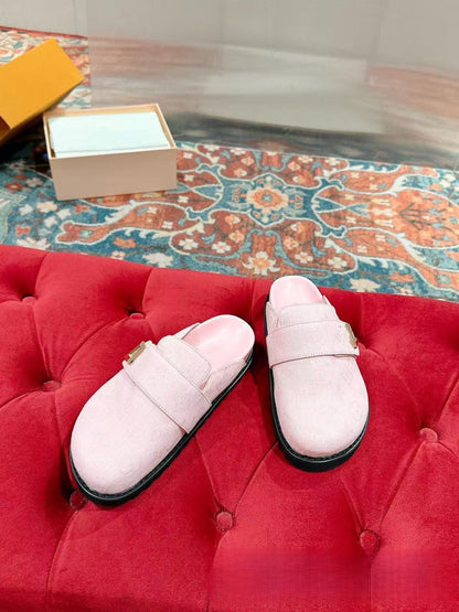 GMabcd Closed-Toe Shoes 2025 Retro Style Thick Sole Height-Increasing Buckle Casual Slip-On