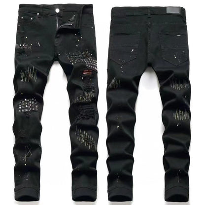 GMAM Heavy Craft Washed Distressed High Street Embroidered Unisex Jeans