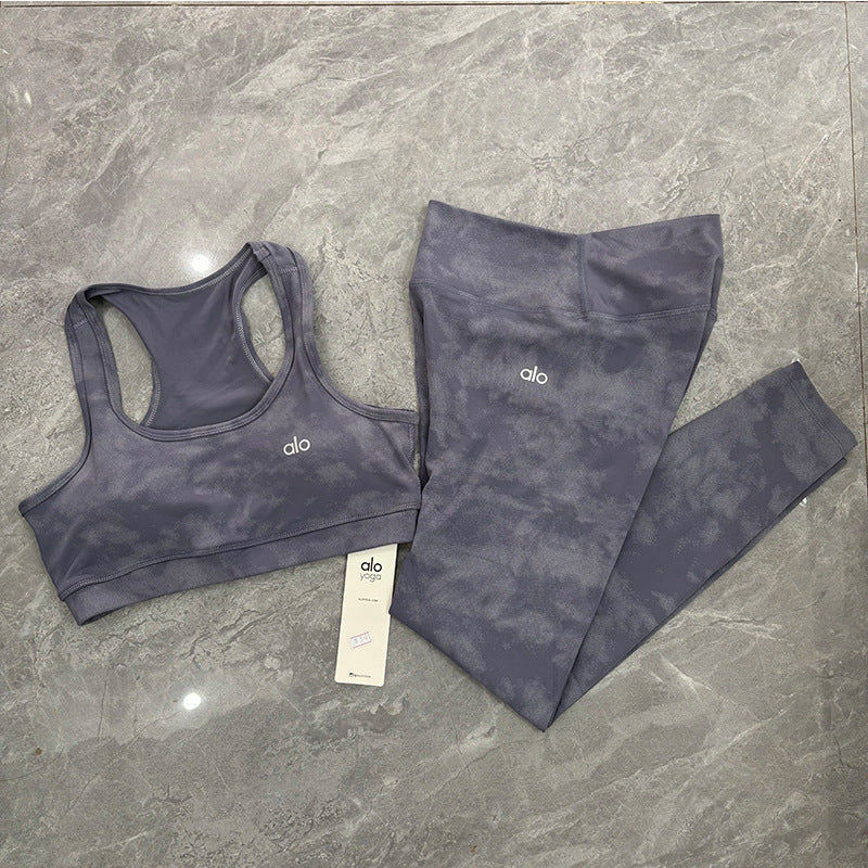 a-l Sports Fitness Wear Women's Yoga Sports Bra Camisole Style Underwear Elastic Beauty Back Tight-Fitting Tie-Dye Top