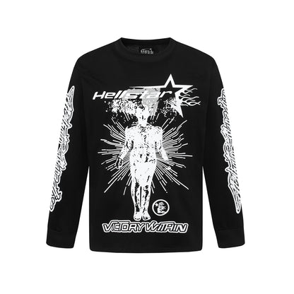 HS American Style Oversized Long Sleeve T-Shirt Autumn Base Shirt Men's Pullover Shirt