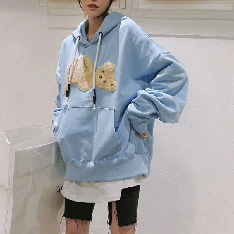 PA Angel Broken Bear Sweater Oversize Niche High Street Fashion Brand Ins Couple Hoodie