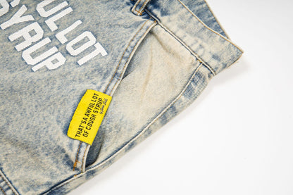 That's A Awful Lot of Cough Syrup Rhinestone Washed Denim Streetwear Pants