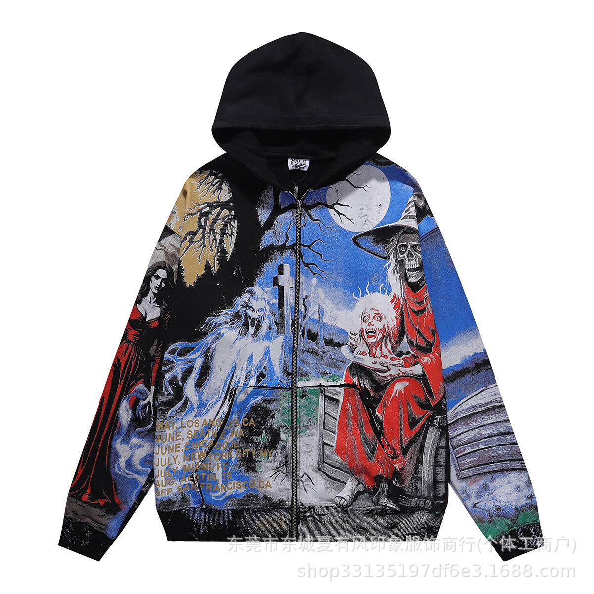 1996 Embroidered Logo Letter Zip-Up Loose-Fit Unisex Hooded Sweatshirt (Part 2)