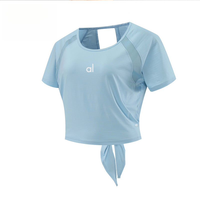 Al Sports Yoga Shirt for Women, Quick-Dry Running Casual Short Sleeve with Chest Pads, Short Cross-Fit Gym Top T-Shirt for Summer