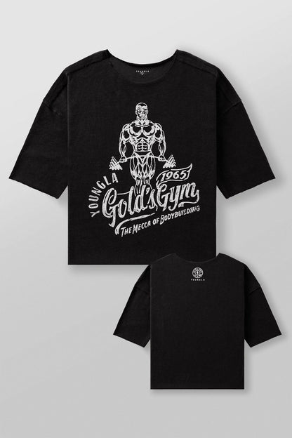 YOUN-GLA Collaboration GOLD'S Summer New Men's T-Shirt Jogger Sports Fitness Cotton Loose Short Sleeve