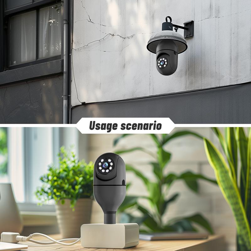 Light Bulb Security Camera with 3MP HD, Infrared Night Vision, Pan/Tilt, 2-Way Audio, Human Detection & Alexa Compatibility