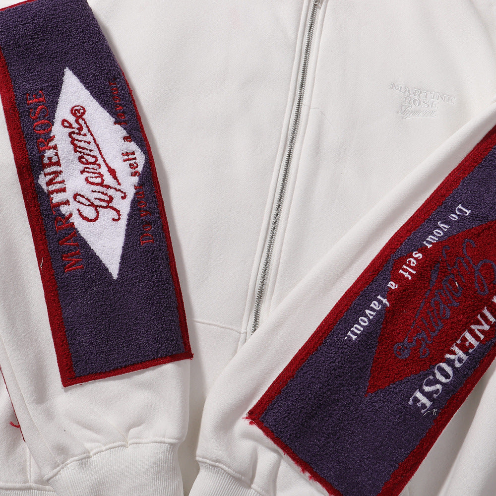 Gmabcd-sup Hoodie Collaboration Joe Loose Fit Autumn Winter Fleece Zipper Jacket Street Fashion Patchwork Hooded Sweatshirt