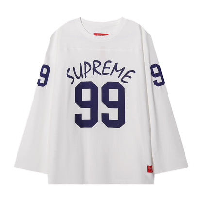 ss25supreme Crew Neck Short Sleeve American Style Trendy Classic Football Shirt Patchwork Ribbed High Street Top T-Shirt Unisex