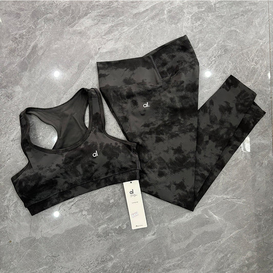 a-l Sports Fitness Wear Women's Yoga Sports Bra Camisole Style Underwear Elastic Beauty Back Tight-Fitting Tie-Dye Top
