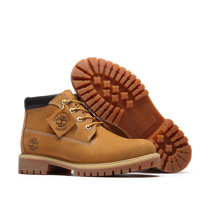 GMABCD Classic Yellow Boots Thick-Soled Martin Boots Men's Couple First Layer Cowhide Outdoor High-Top Boots